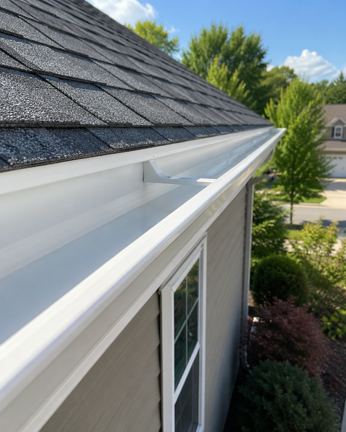 Freshly cleared gutters